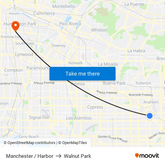 Manchester / Harbor to Walnut Park map