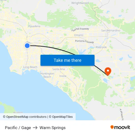 Pacific / Gage to Warm Springs map