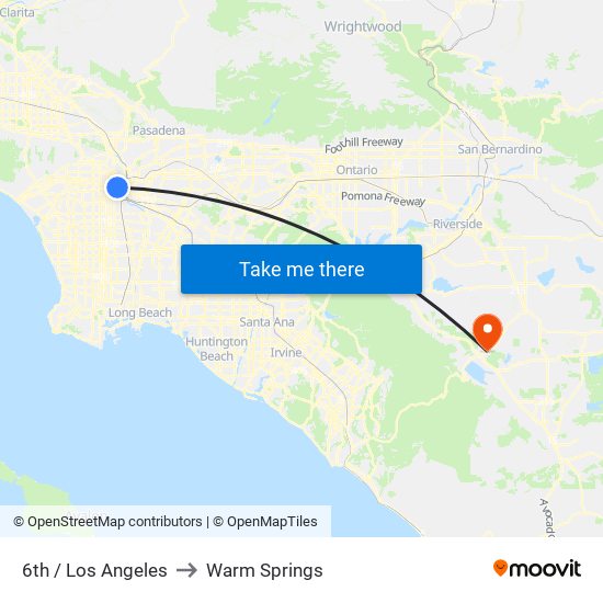 6th / Los Angeles to Warm Springs map