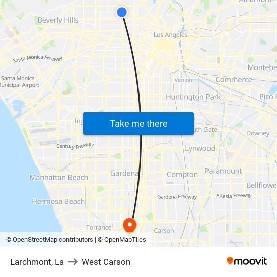 Larchmont, La to West Carson map