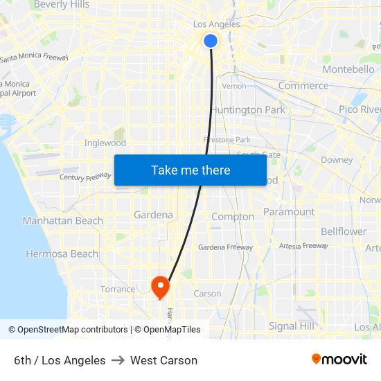 6th / Los Angeles to West Carson map