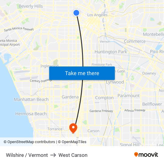 Wilshire / Vermont to West Carson map