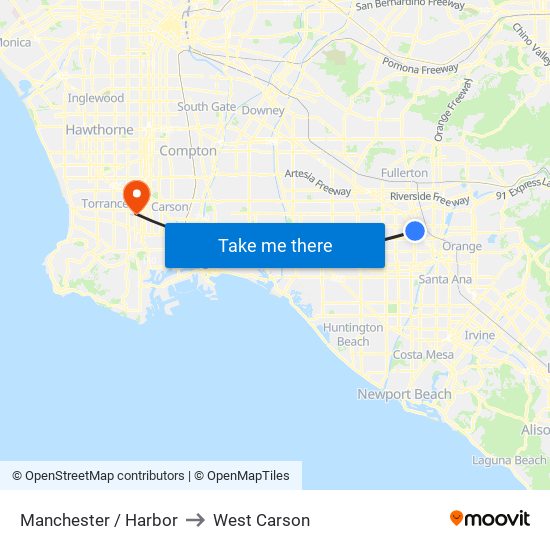 Manchester / Harbor to West Carson map