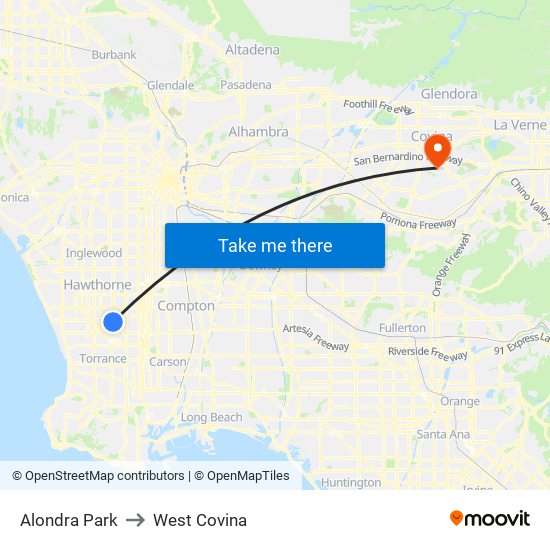 Alondra Park to West Covina map
