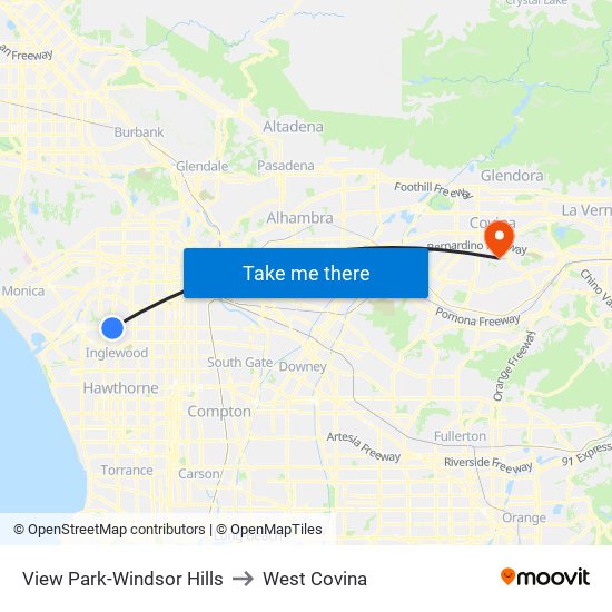 View Park-Windsor Hills to West Covina map