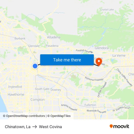 Chinatown, La to West Covina map