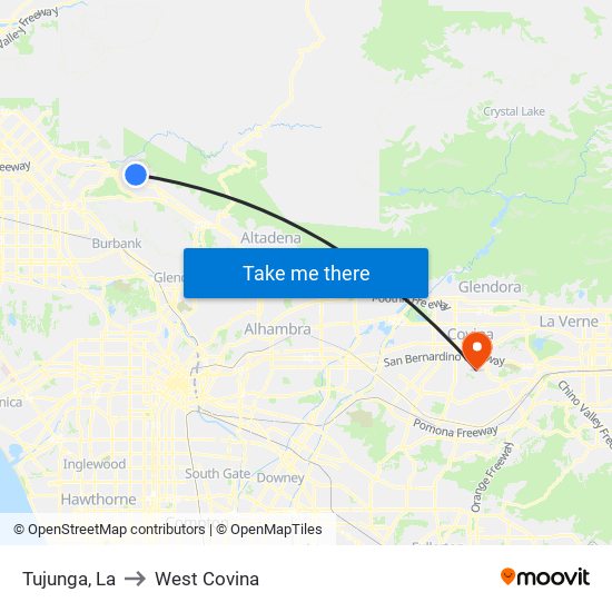 Tujunga, La to West Covina map