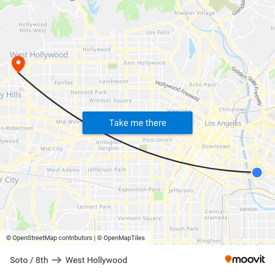 Soto / 8th to West Hollywood map