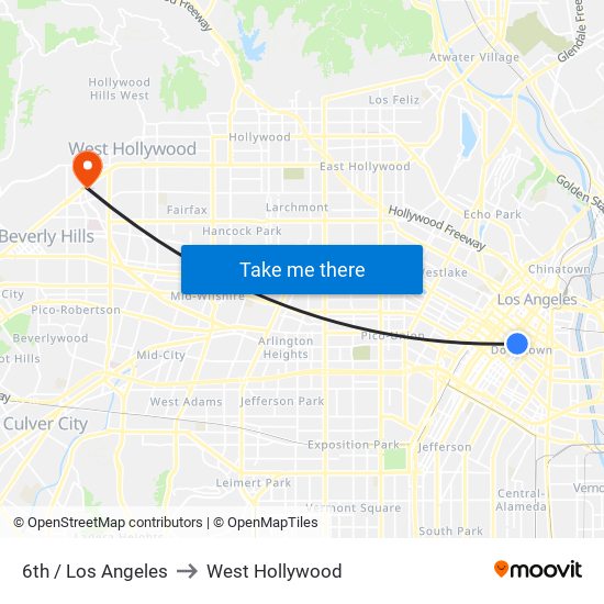 6th / Los Angeles to West Hollywood map