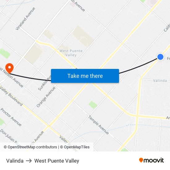 Valinda to West Puente Valley map