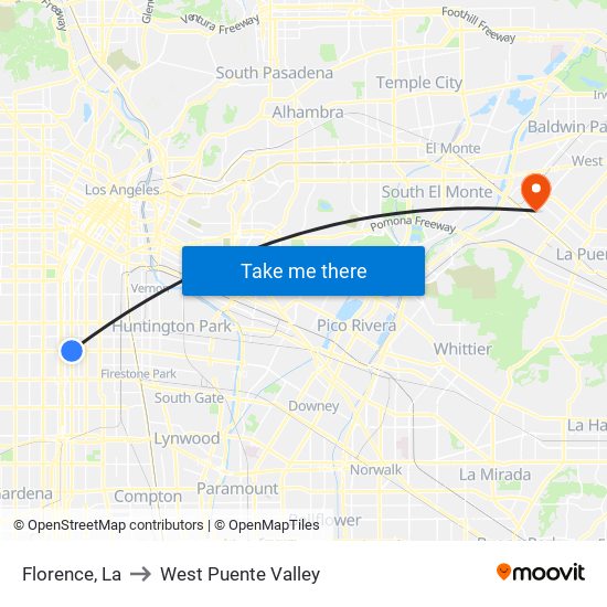 Florence, La to West Puente Valley map