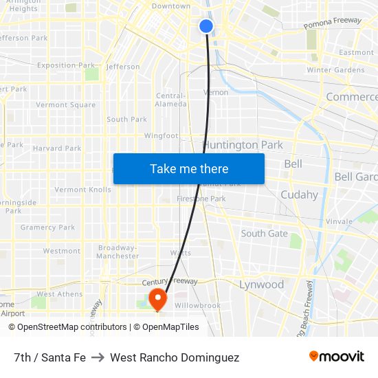 7th / Santa Fe to West Rancho Dominguez map