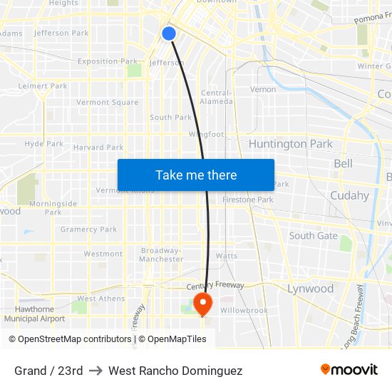 Grand / 23rd to West Rancho Dominguez map