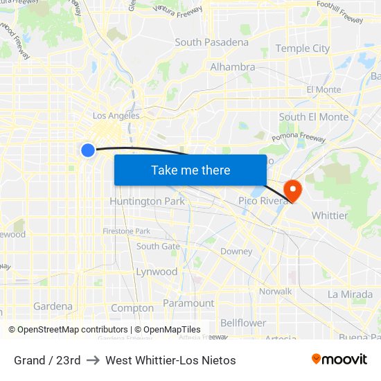 Grand / 23rd to West Whittier-Los Nietos map