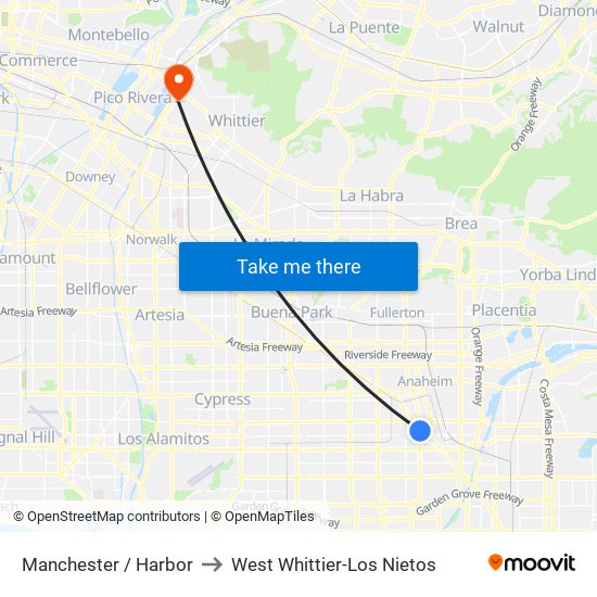 Manchester / Harbor to West Whittier-Los Nietos map