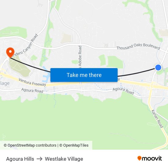 Agoura Hills to Westlake Village map