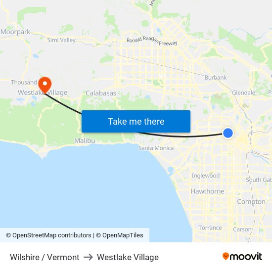 Wilshire / Vermont to Westlake Village map