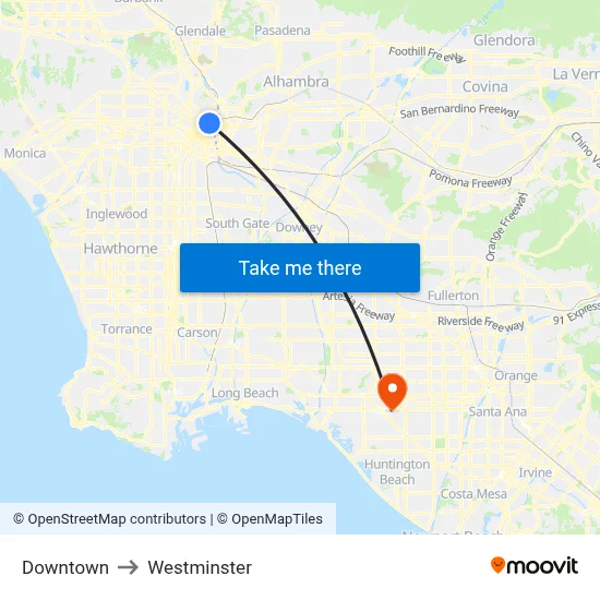 Downtown to Westminster map
