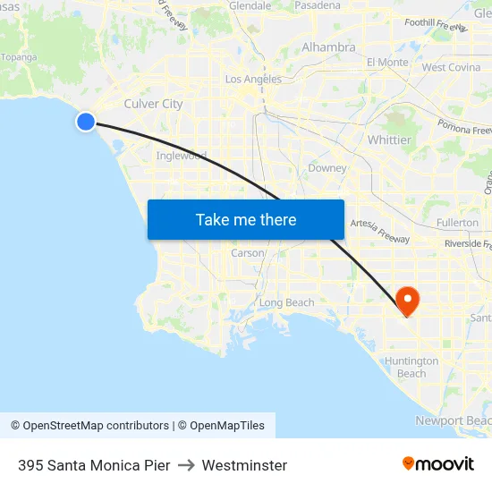 395 Santa Monica Pier to Westminster map