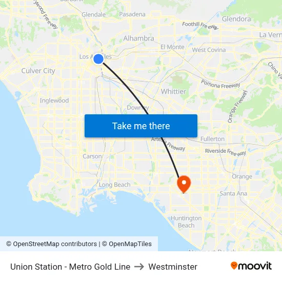 Union Station - Metro Gold Line to Westminster map