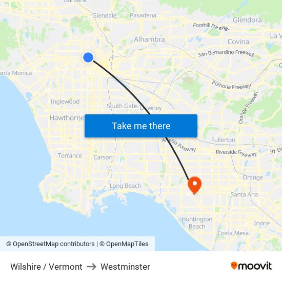 Wilshire / Vermont to Westminster map