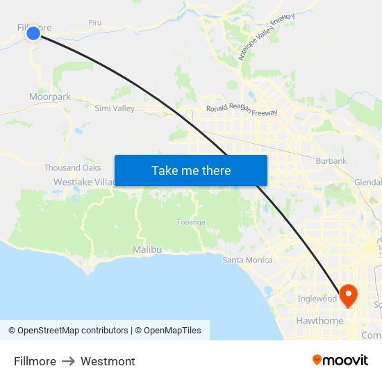 Fillmore to Westmont map