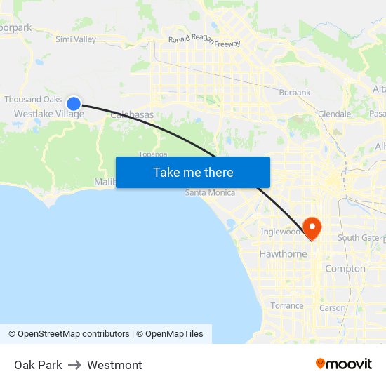 Oak Park to Westmont map