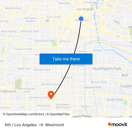 6th / Los Angeles to Westmont map
