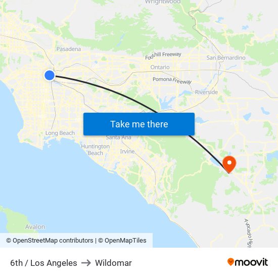 6th / Los Angeles to Wildomar map