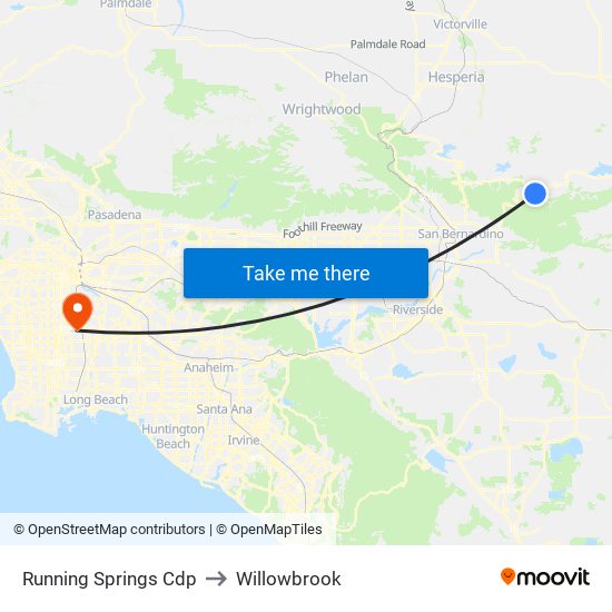 Running Springs Cdp to Willowbrook map