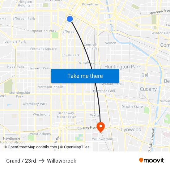 Grand / 23rd to Willowbrook map