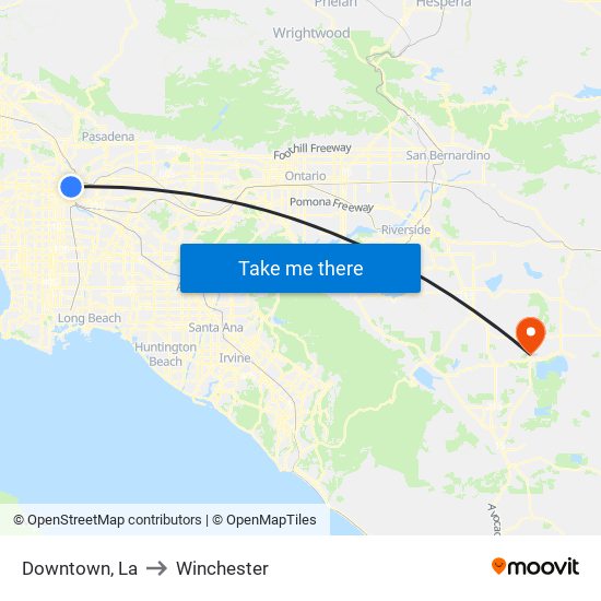 Downtown, La to Winchester map