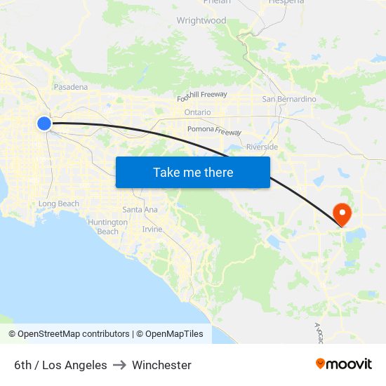 6th / Los Angeles to Winchester map