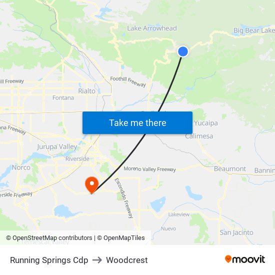 Running Springs Cdp to Woodcrest map