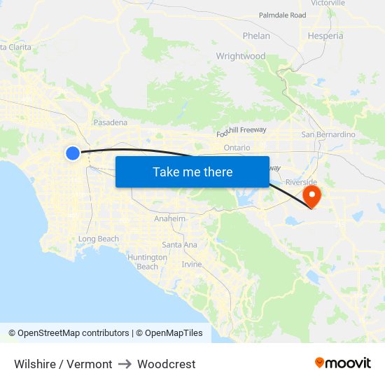 Wilshire / Vermont to Woodcrest map