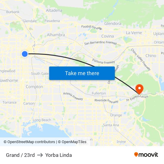 Grand / 23rd to Yorba Linda map