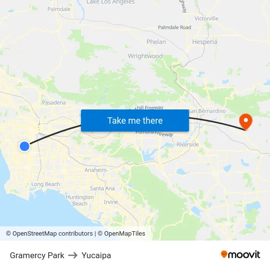 Gramercy Park to Yucaipa map