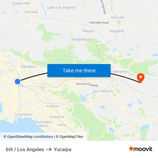 6th / Los Angeles to Yucaipa map