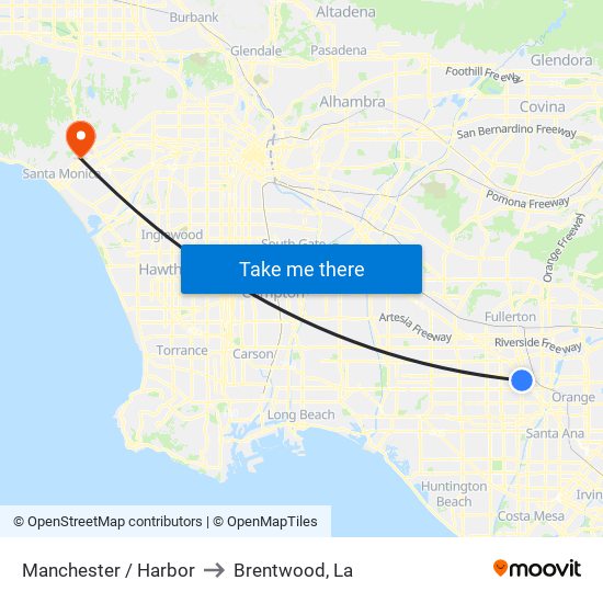 Manchester / Harbor to Brentwood, La map