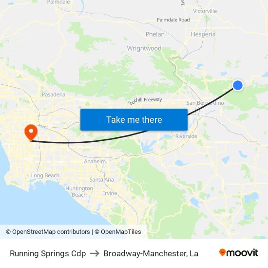 Running Springs Cdp to Broadway-Manchester, La map