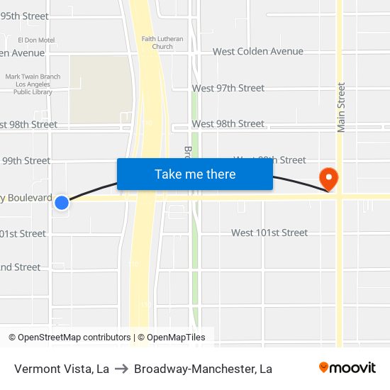 Vermont Vista, La to Broadway-Manchester, La map