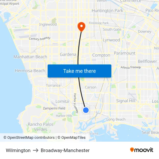 Wilmington to Broadway-Manchester map
