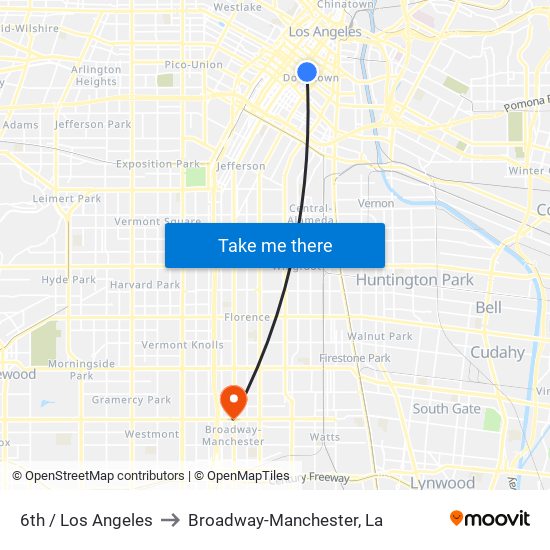 6th / Los Angeles to Broadway-Manchester, La map