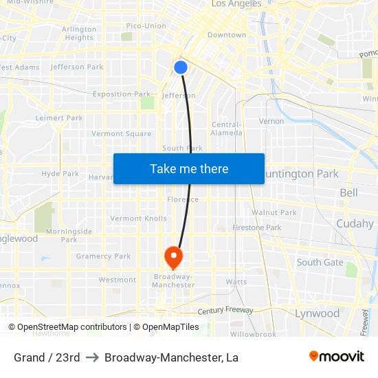 Grand / 23rd to Broadway-Manchester, La map