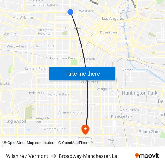 Wilshire / Vermont to Broadway-Manchester, La map