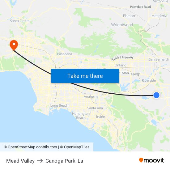 Mead Valley to Canoga Park, La map