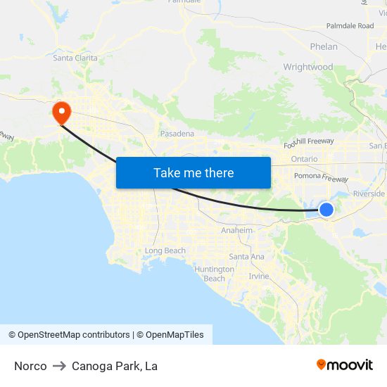 Norco to Canoga Park, La map