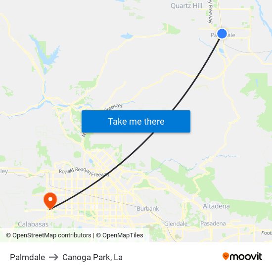 Palmdale to Canoga Park, La map