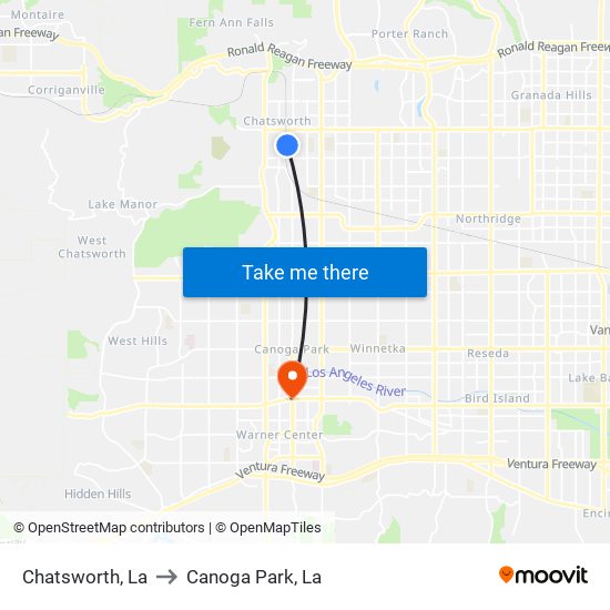 Chatsworth, La to Canoga Park, La map