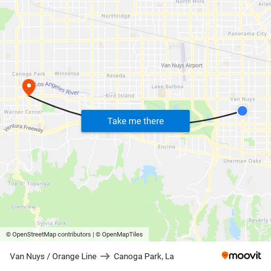 Van Nuys / Orange Line to Canoga Park, La map